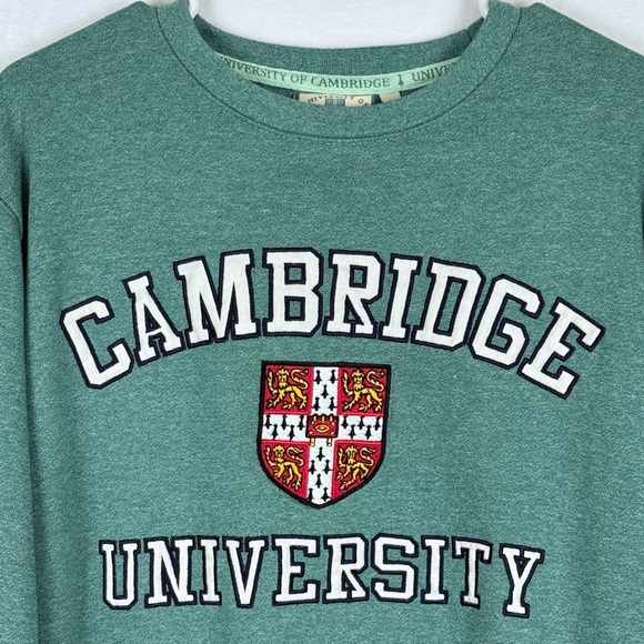 University of Cambridge Crewneck Sweatshirt Green Embroidered Crest Logo Sz L - Picture 3 of 15